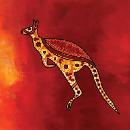 A Kangaroo artwork decorated with aboriginal dot art