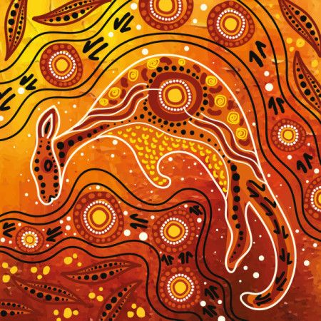 Vector format depiction of Aboriginal kangaroo dot art