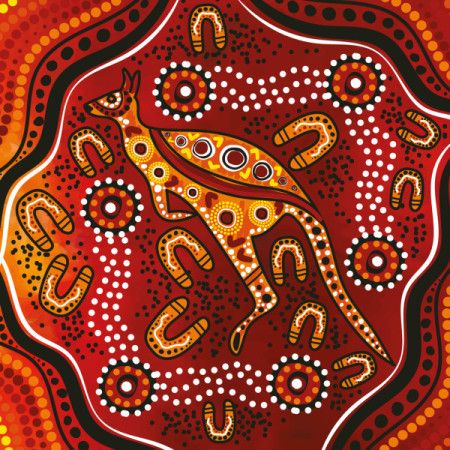 Digital vector art showcasing Aboriginal kangaroo dot painting