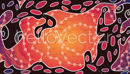 Aboriginal art vector background with lizard.