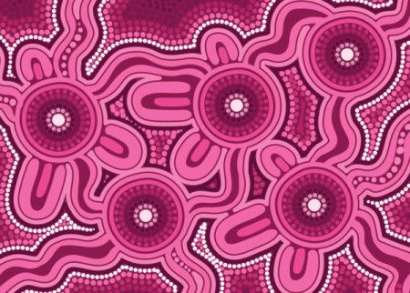 Pink vector painting inspired by Aboriginal dot art