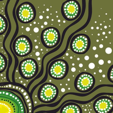 Green Aboriginal dot art converted into vector form