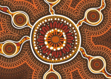 Vectorized artwork inspired by Aboriginal dot painting traditions