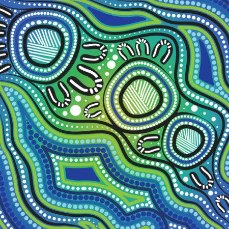 Vector artwork infused with Aboriginal dot painting styles