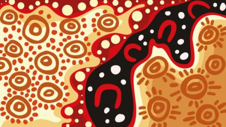 Vector background that draw from the dot art of Aboriginal cultures