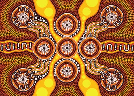 Vector illustrations inspired by the traditions of Aboriginal dot art