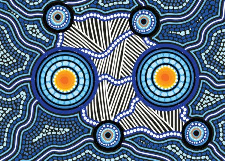 A visually striking artwork with elegant dot designs influenced by Aboriginal traditions