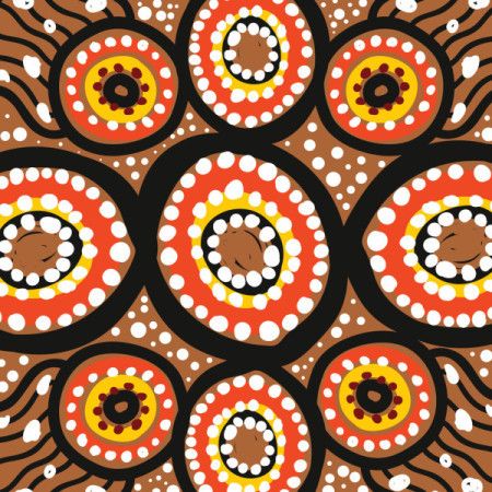 A stunning piece of art adorned with intricate Aboriginal dot patterns