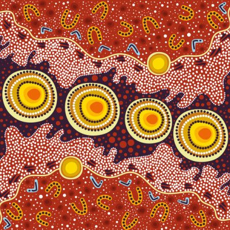 A vector art piece inspired by the intricate patterns of Aboriginal dot art.