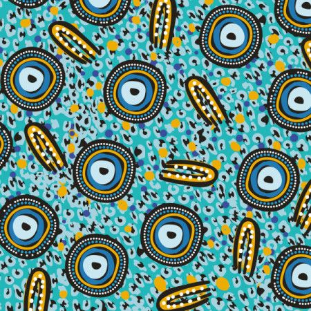 Blue vector background inspired by the patterns of Aboriginal dot art