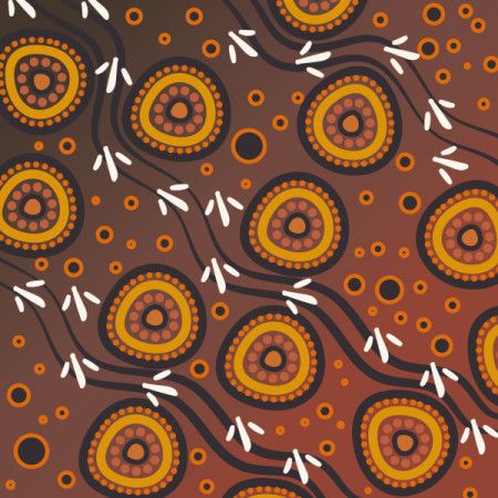 A beautiful artistic illustration featuring dot motifs inspired by Aboriginal art.