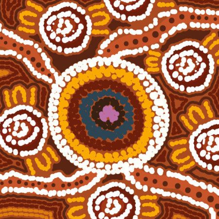 Vector artwork inspired by traditional Aboriginal dot art