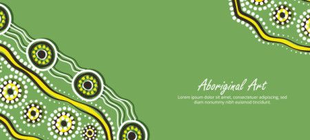 A vector-illustrated banner highlighting Aboriginal dot design.