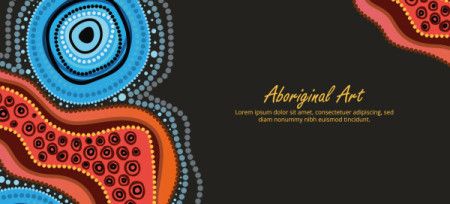 A vector-created banner that includes Aboriginal motifs