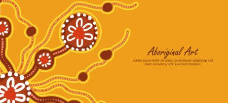 Yellow vector banner inspired by the traditional dot motifs of Aboriginal artwork