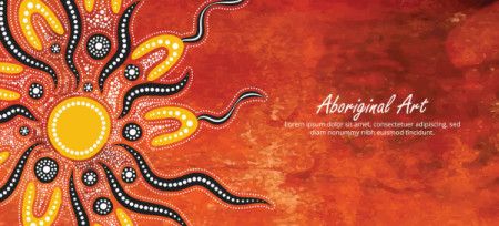 An artistic vector banner inspired by the rich dot motifs of Aboriginal culture