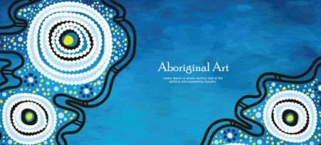 A banner artfully incorporating the distinctive design of traditional Aboriginal dot art