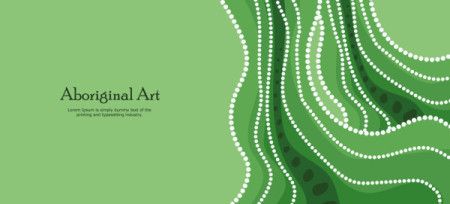 A vector green banner inspired by the Aboriginal dot art.