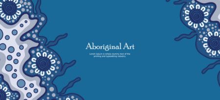 Blue banner artwork inspired by traditional Aboriginal dot patterns