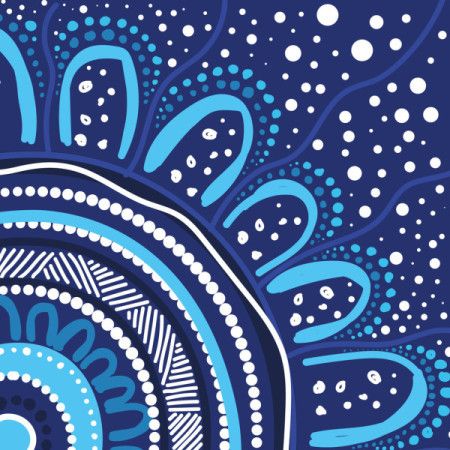 Aboriginal design inspired blue vector background