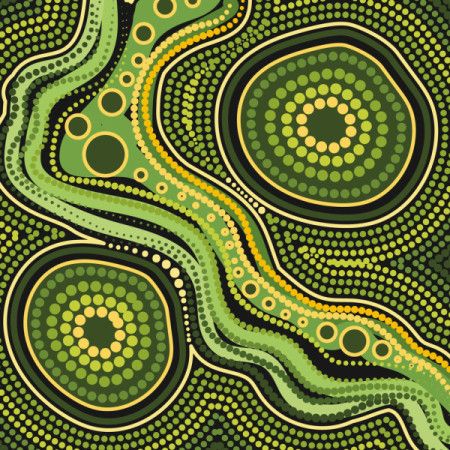 Vector green Aboriginal inspired dot design artwork