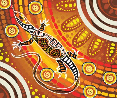 A vectorized interpretation of Aboriginal goanna dot artwork