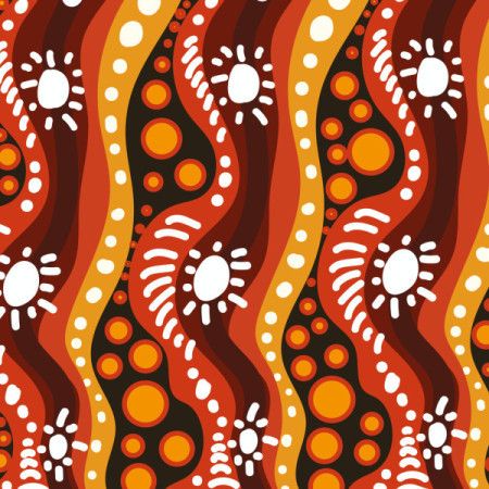 A vector illustration with a background reflecting Aboriginal pattern design