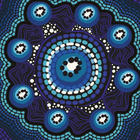 Blue Aboriginal Style Of Dot Painting Illustration