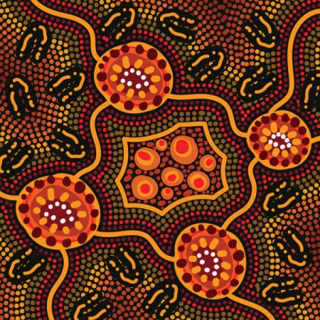 A vector artwork inspired by the style of Aboriginal dot art