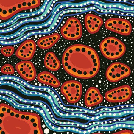 A vector background showcasing dot designs in the Aboriginal tradition