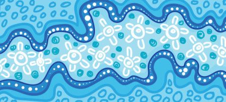 Blue vector background showcasing Aboriginal dot design