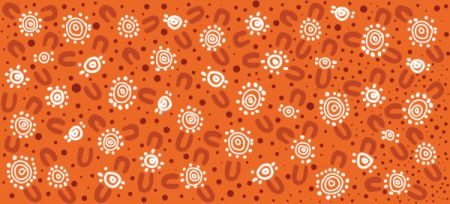 A vector illustration with a background of Aboriginal dot design