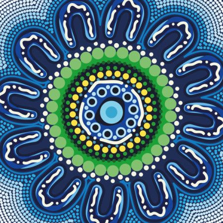 A vector design that incorporates Aboriginal-style dot motifs as a backdrop