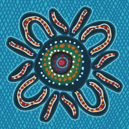 An illustration of Aboriginal art, influenced by the intricate patterns of dot art