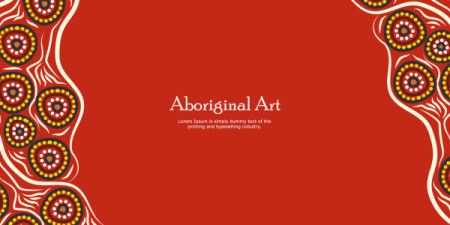 Red banner design that celebrates the intricate beauty of Aboriginal dot art