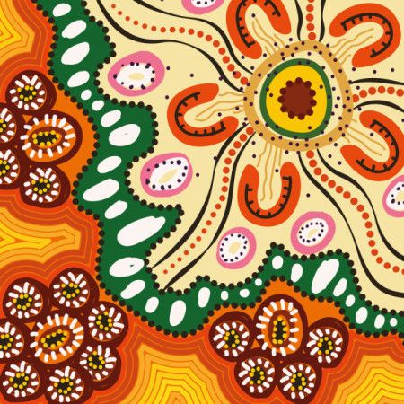 An artistic vector creation that draws on the beauty of Aboriginal dot art