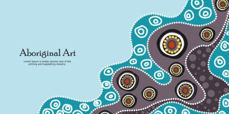 An artistic poster made in vector style, celebrating Aboriginal dot art