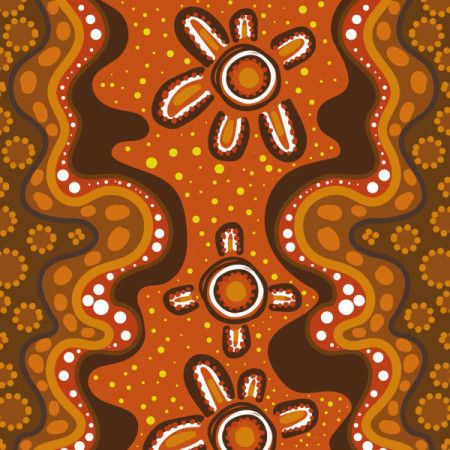 A dot art-inspired illustration showcasing traditional Aboriginal artistry