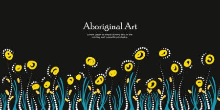 A nature-themed banner design influenced by Aboriginal art