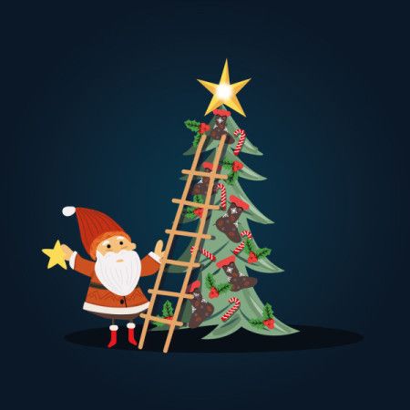 Santa Claus-themed Merry Christmas vector backdrop