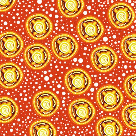 Vector-created backdrop in the style of traditional Aboriginal dot artwork