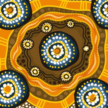 A creative vector design inspired by the intricate beauty of Aboriginal dot painting