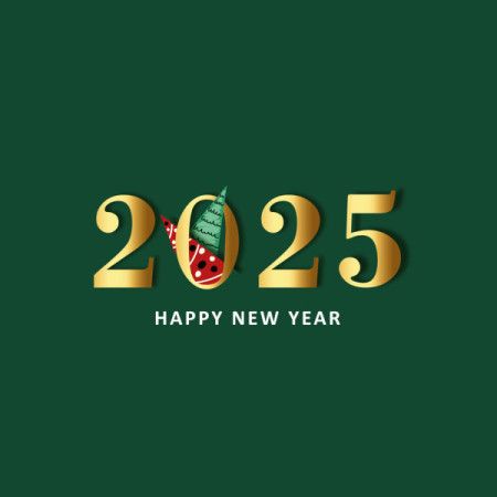 2025 Happy New Year Vector Green Background