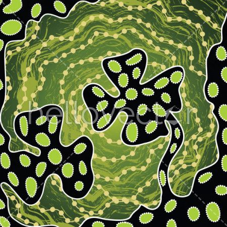 Aboriginal dot art background with poppy flowers - Vector Illustration