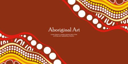 A modern vector banner featuring elements of Aboriginal dot-style artwork