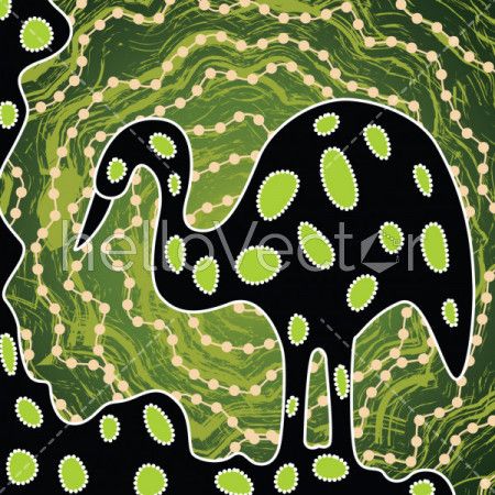 Aboriginal dot art painting with Emu - Vector Illustration