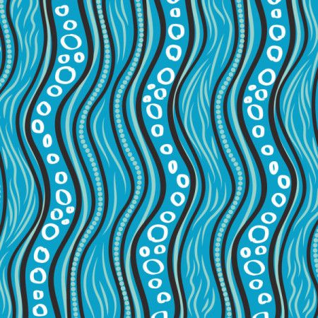 Blue vector background decorated with Aboriginal pattern designs