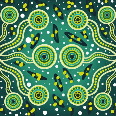 Green background in vector format, inspired by Aboriginal dot-style artwork