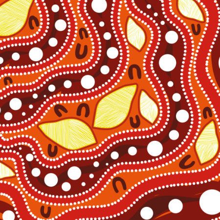 A vector backdrop showcasing a design in the traditional Aboriginal dot art style