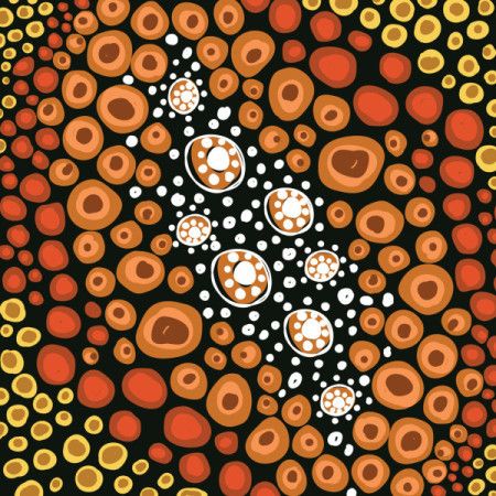 Dotted background design in vector format, drawing from the traditions of Aboriginal dot painting